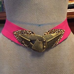 Retro 80’s Hot Pink and Leopard Arrowhead Belt